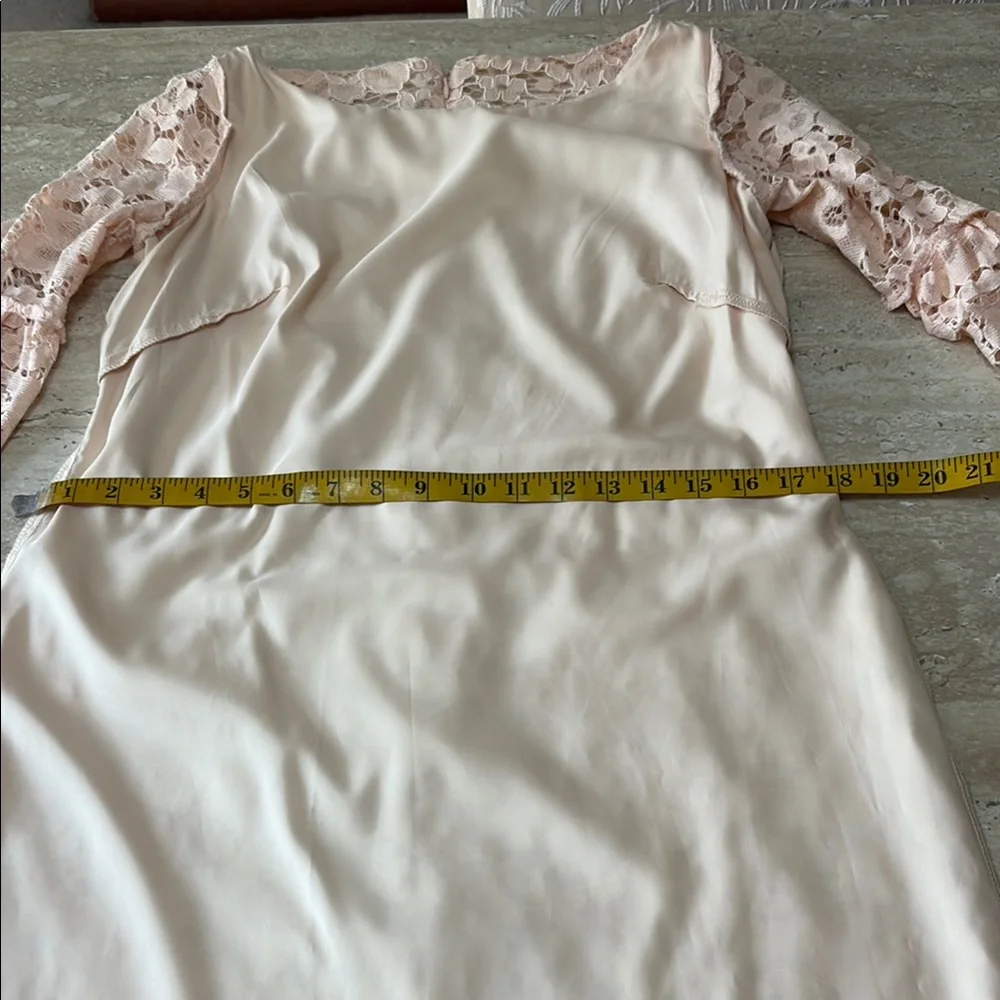 Vince Camuto Cream Long Sleeve Dress, Lace outer fabric. - Picture 11 of 14